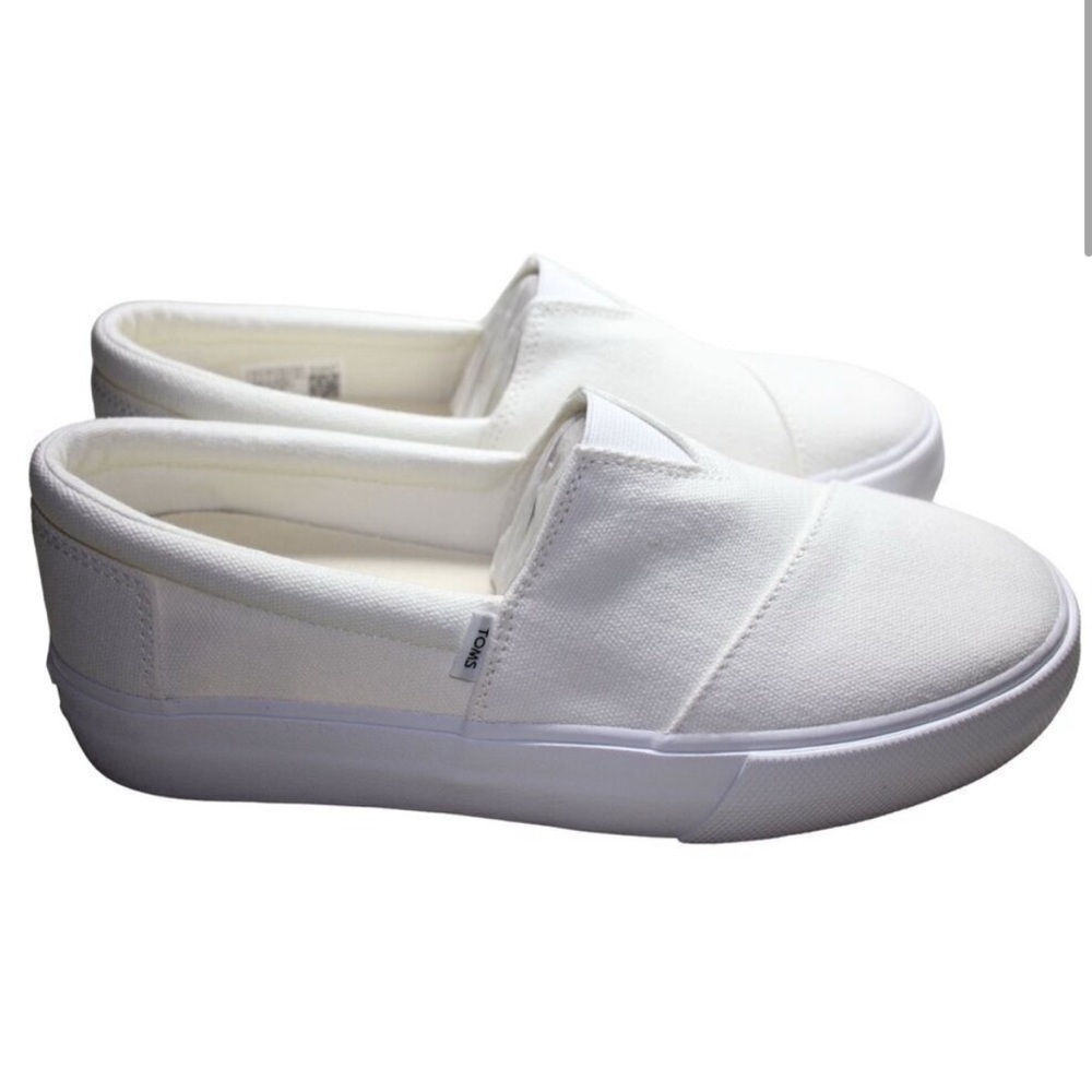 TOMS Platform Slip Ons Fenix Alpargata Womens White Memory Foam